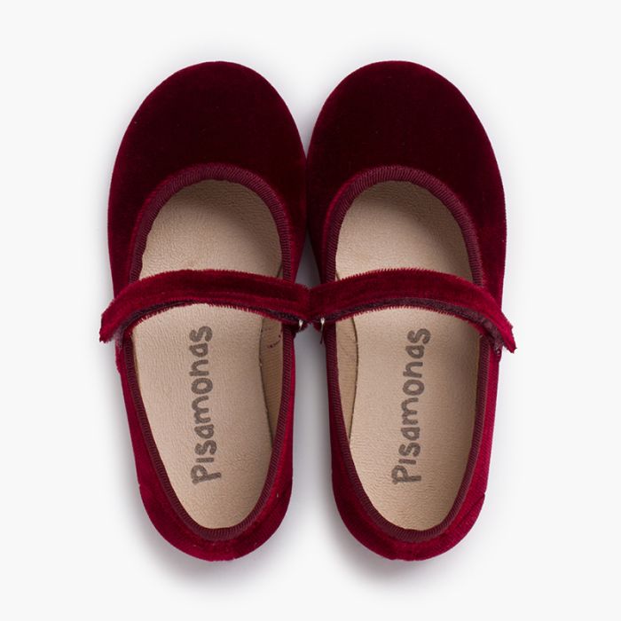 Ballerine velluto bambina cinturino a strappo