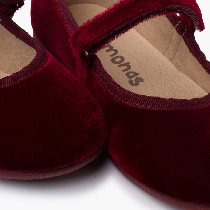 Ballerine velluto bambina cinturino a strappo