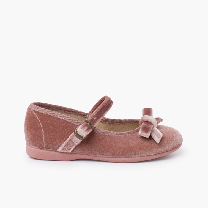 Ballerine con cinturino velluto bambina fiocchetto