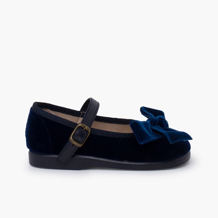 Ballerine cinturino similpelle fiocco velluto
