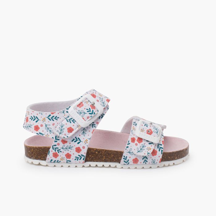 Sandali bio fiori chiusura a strappo