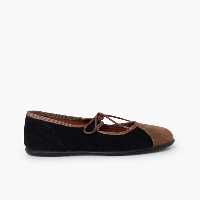 Ballerine con cinturino bicolore fiocco sottile