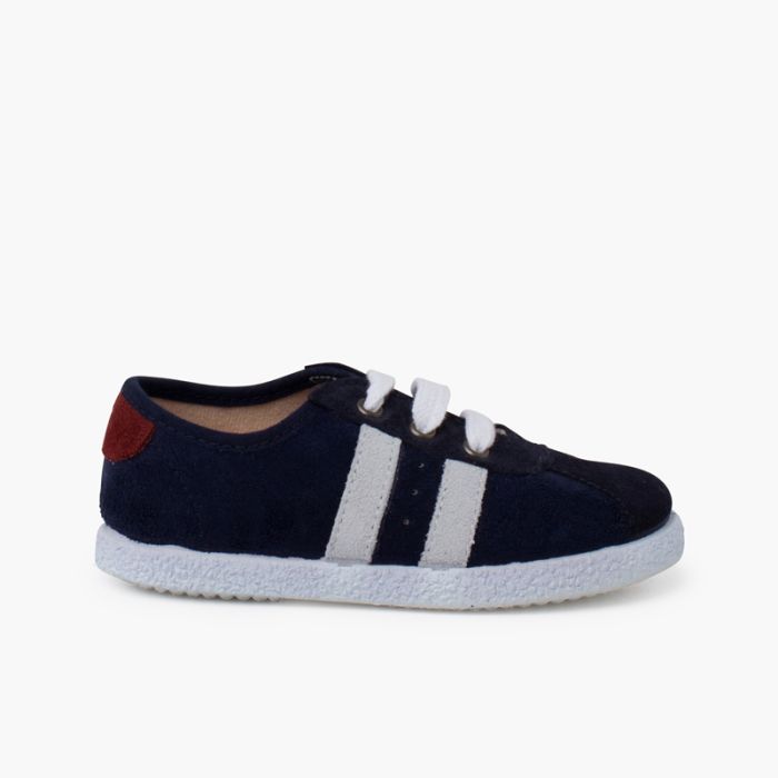 Sneakers bambino combinate pelle scamosciata serratex
