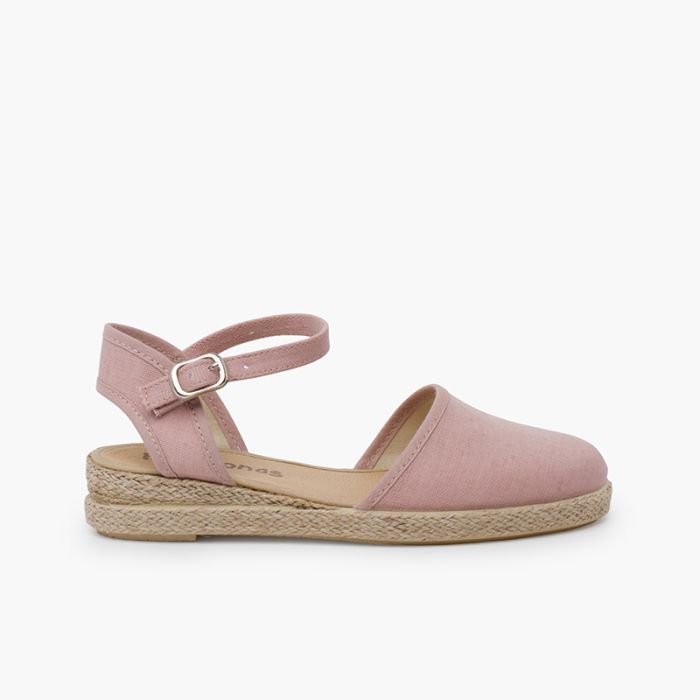 Espadrillas zeppa in lino fine