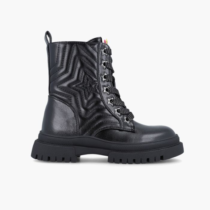 Stivali militari stella lacci glitter