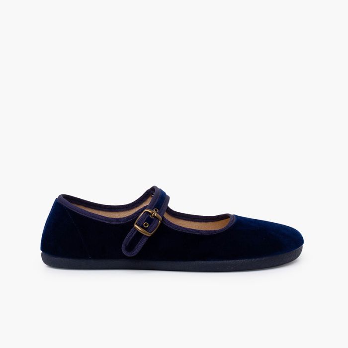 Ballerine con cinturino barefoot velluto fibbia