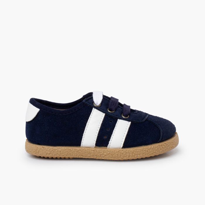 Sneakers righe laterali bianche doppio laccio
