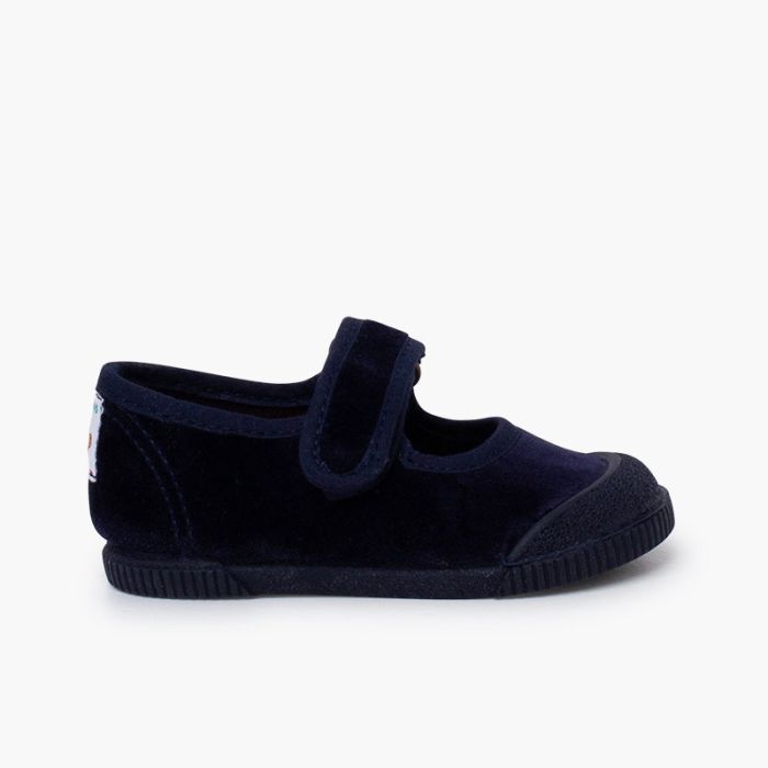 Ballerine con cinturino barefoot velluto punta gomma