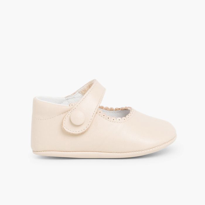 Scarpe Scarpine Bambina Neonata Pelle chiusura a strappo