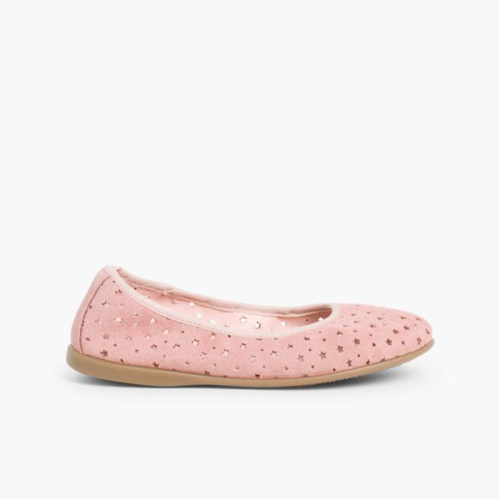 Ballerine Scamosciate Elastico Impuntura Stelle