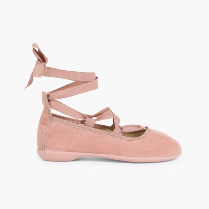 Ballerine Effetto Scamosciato Cinturini