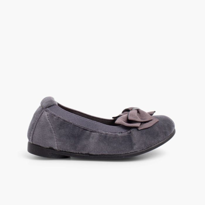 Ballerine Bambina Elastico Velluto Fiocco