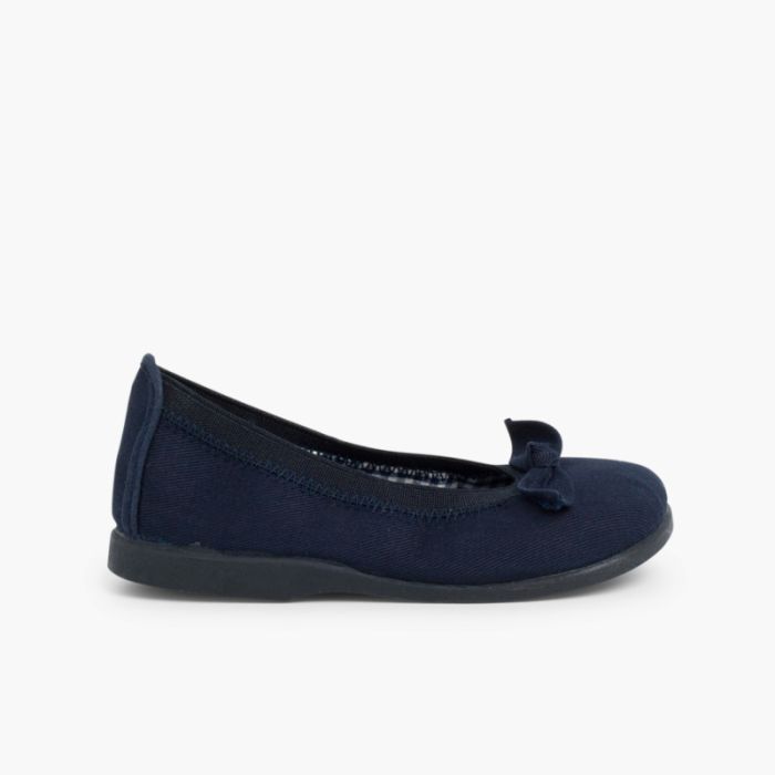 Ballerine scarpe primi passi elastico tela fiocco 