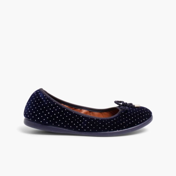 Ballerine di velluto con laccio e strass