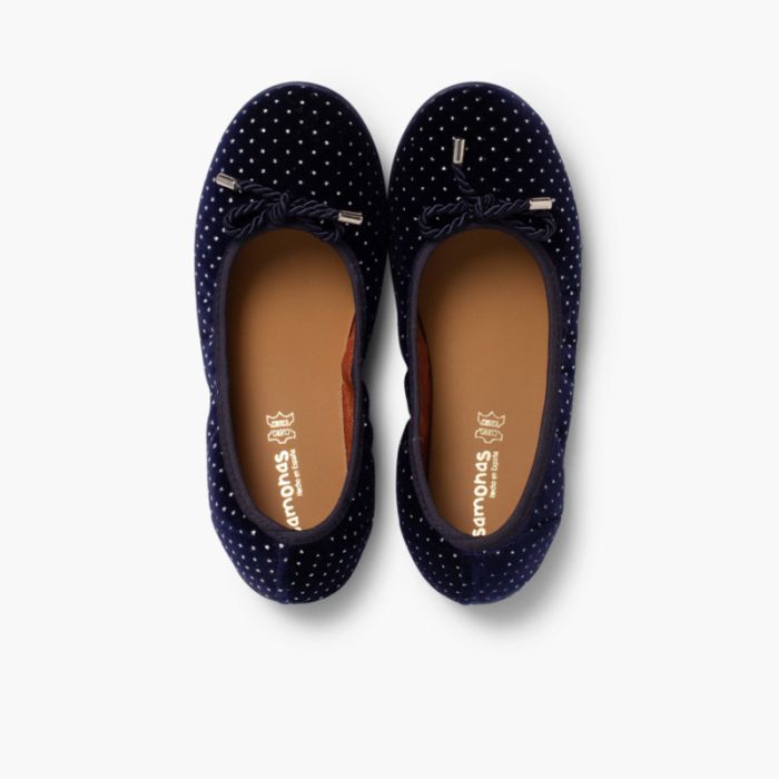 Ballerine di velluto con laccio e strass