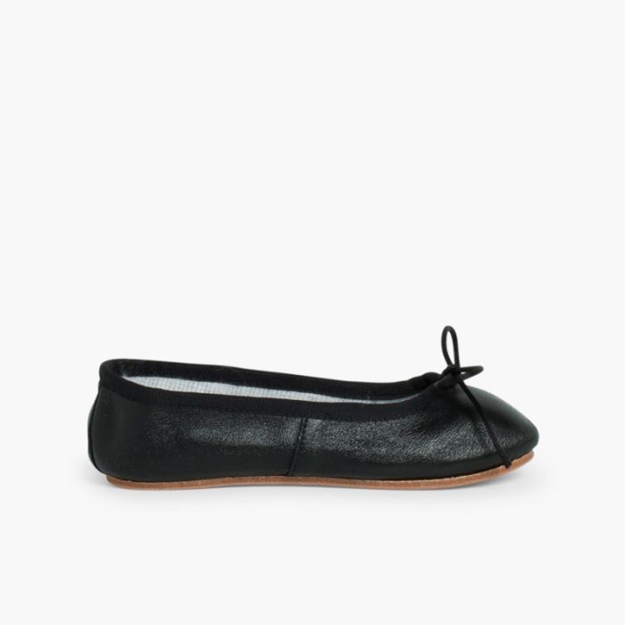 Ballerine bimba e donna in pelle e suola di cuoio
