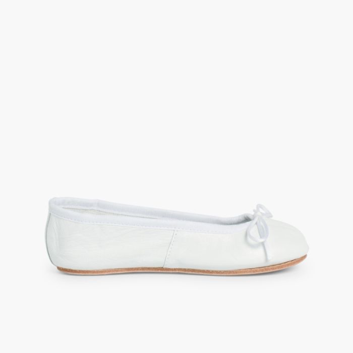 Ballerine bimba e donna in pelle e suola di cuoio