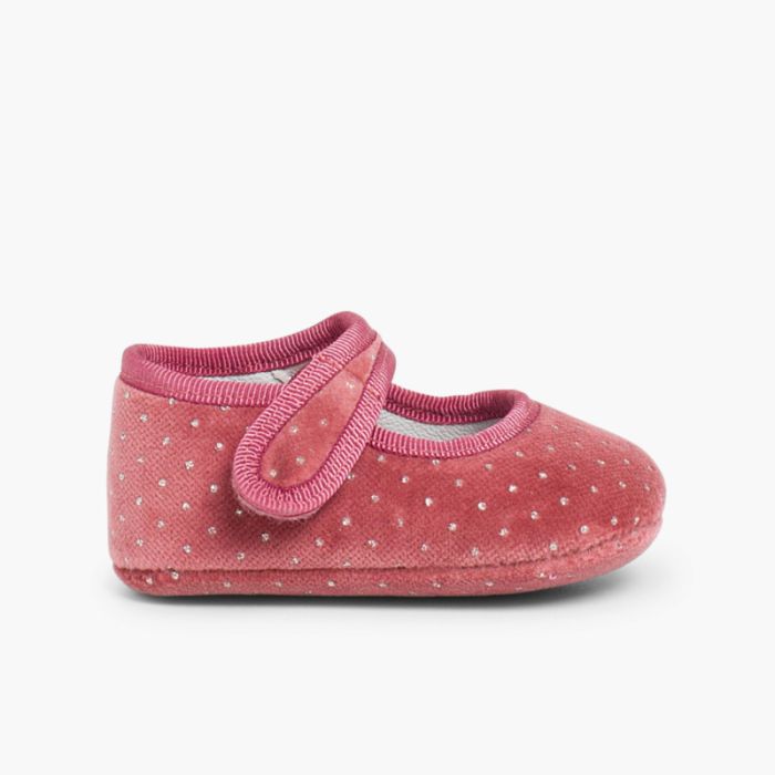 Scarpe con cinturino Neonate Velluto Strass