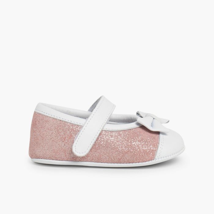 Scarpine con cinturino Neonati Nappa e Camoscio Brillanti con chiusura a strappo