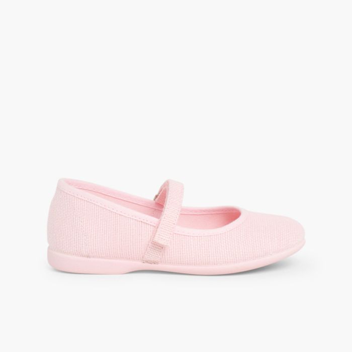Scarpe Bambina di Lino chiusura a strappo fino