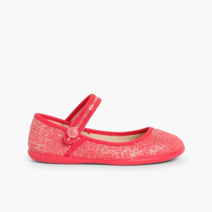 Scarpe con cinturino chiusura a strappo in lino metallizzato