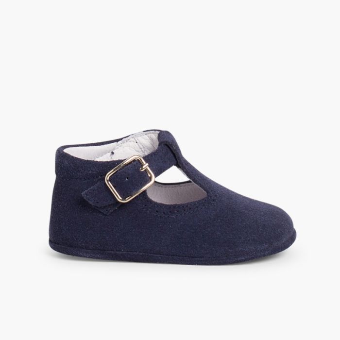 Scarpe Occhio di Bue Scamosciate Fibbia Neonato