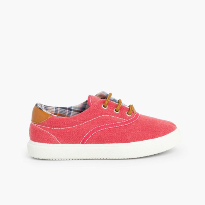 Scarpe contrasto di tela e lacci
