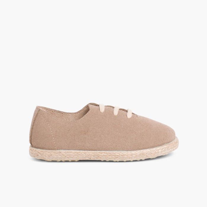 Scarpe lacci scamosciate e iuta bambini