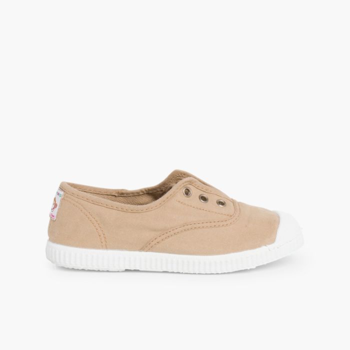 Scarpe Tela Punta Gomma Senza Lacci