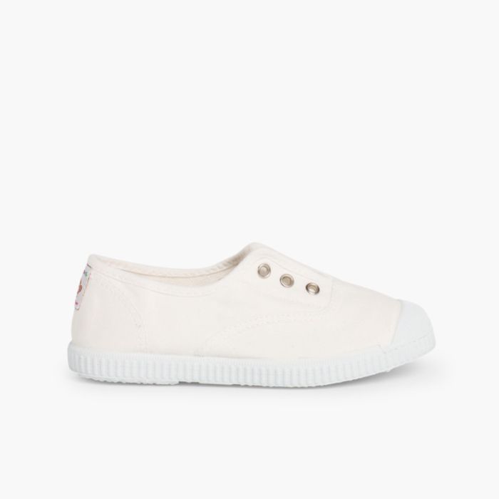 Scarpe Tela Punta Gomma Senza Lacci