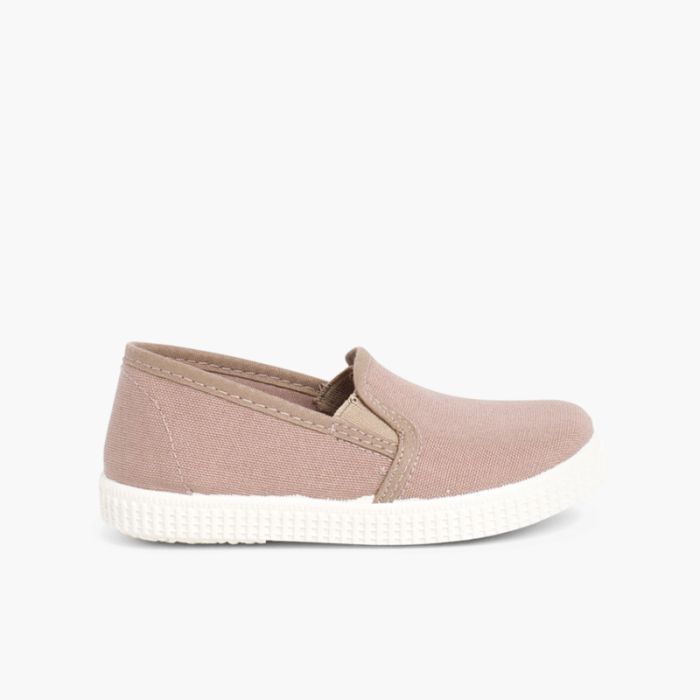 Scarpe Tela con Elastico Suola di gomma bianca