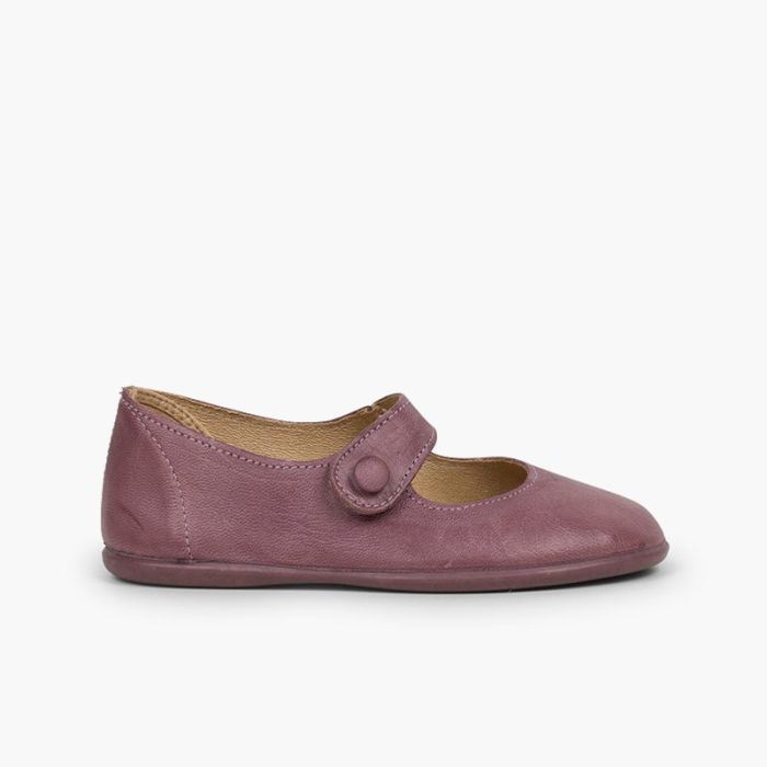 Ballerine cinturino pelle chiusura a strappo bottone