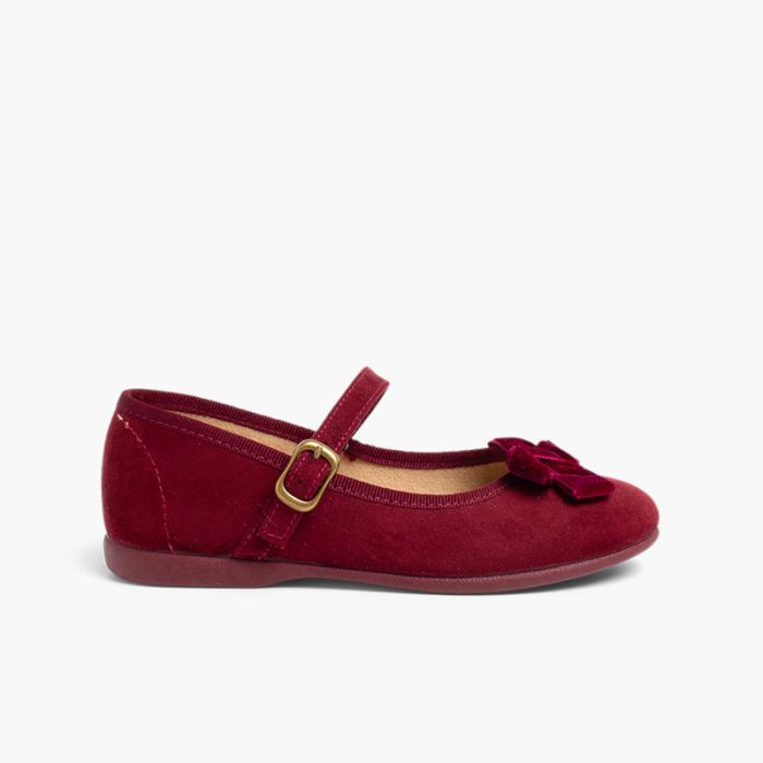 Scarpe con cinturino fibbia fiocco velluto