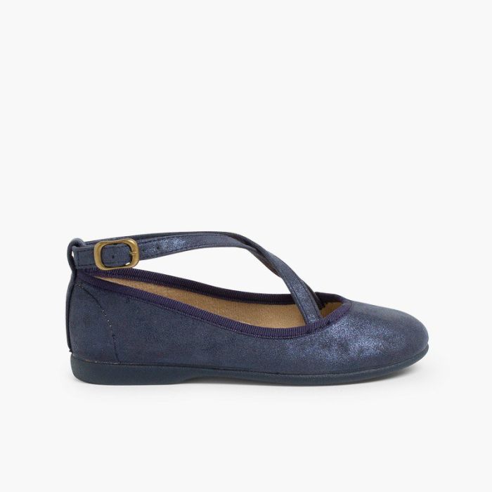 Scarpe con cinturino bambina fibbia stringhe incrociate 