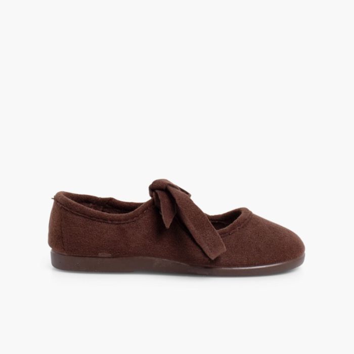 Scarpe Bambina Finto Camoscio con Fiocco