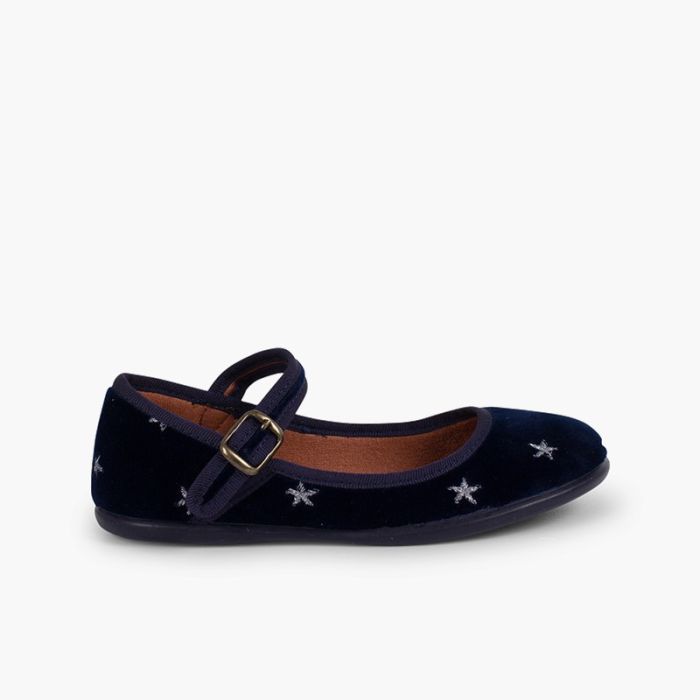 Scarpe con cinturino scollate in velluto con stelline