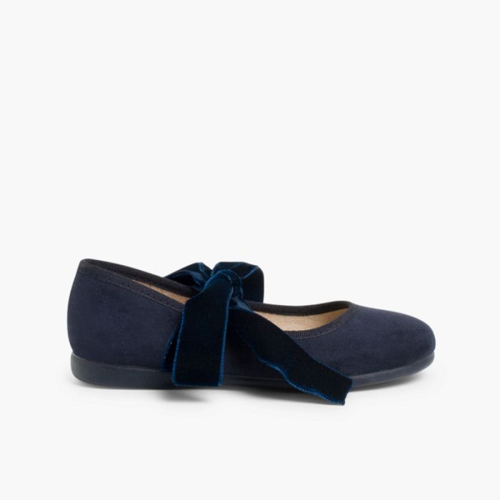 Scarpe con cinturino con fiocco di velluto per bambina