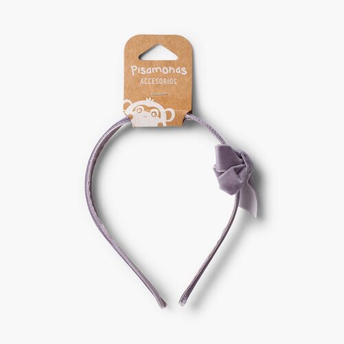 Cerchietto velluto con fiocco Grigio chiaro