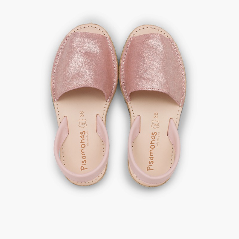 Avarca Sandali Donna In Pelle Menorquina – Scarpe Estive In Pelle Scamosciata Con Micro Glitter, Cinturino Al Tallone, Suola Antiscivolo, Fatte In Spagna - 4