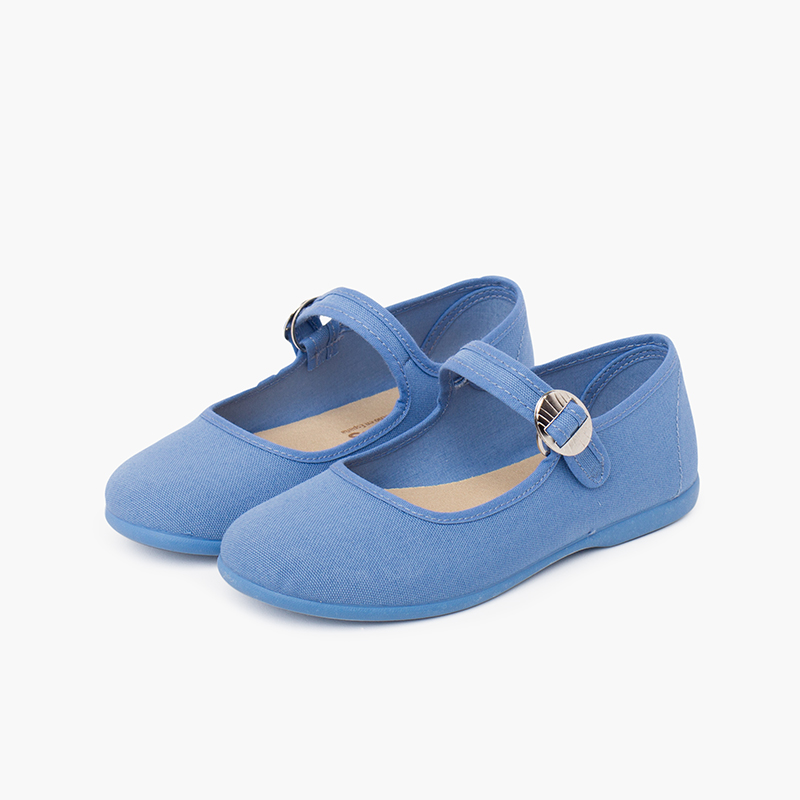 Ballerine cinturino tela bambina fibbia giapponese Azzurro Hostess