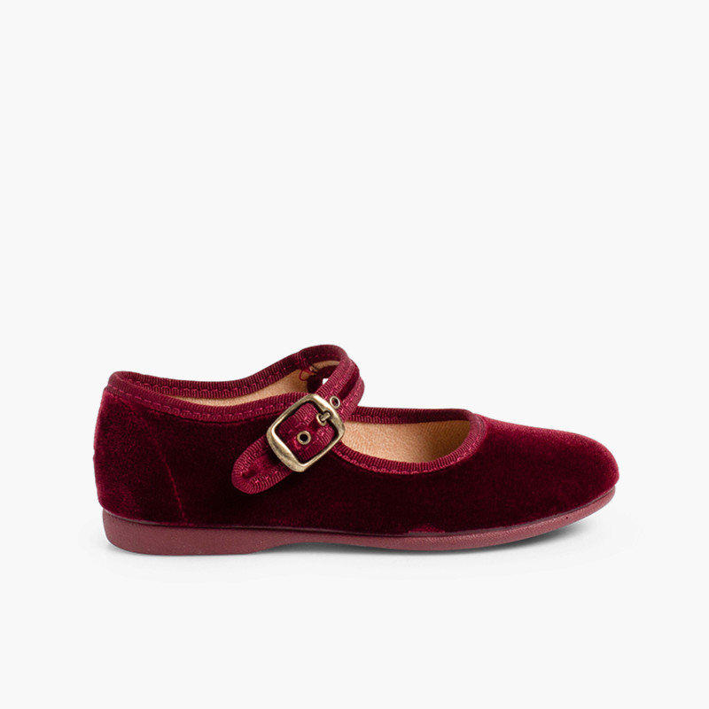Scarpe bambina Velluto Fibbia Bordeaux