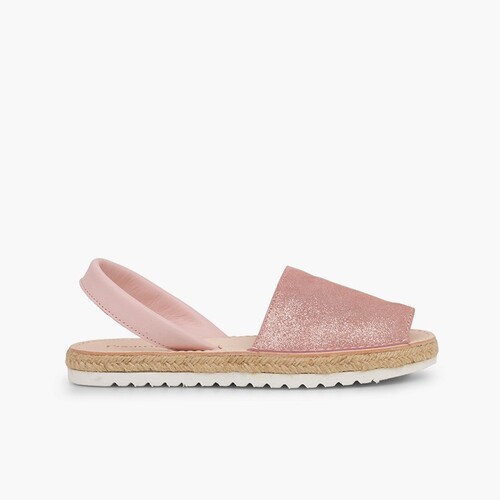 Sandali Minorchine Bambina e Donna scamosciate brillantini Rosa