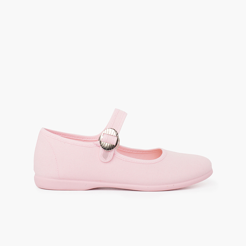 Ballerine cinturino tela bambina fibbia giapponese Rosa