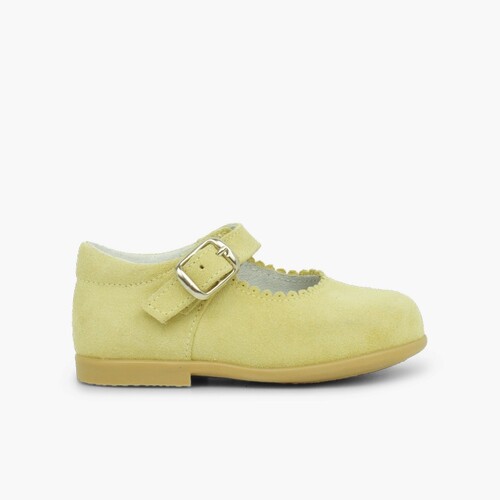 Scarpe primi passi Bambina Scamosciate Fibbia Giallo