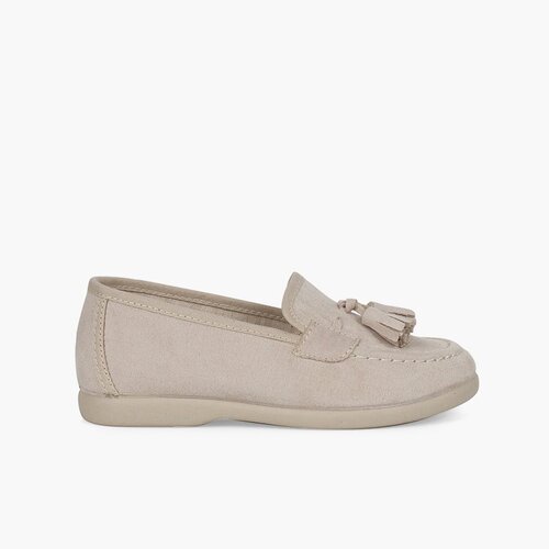 Mocassini scamosciati nappine Beige