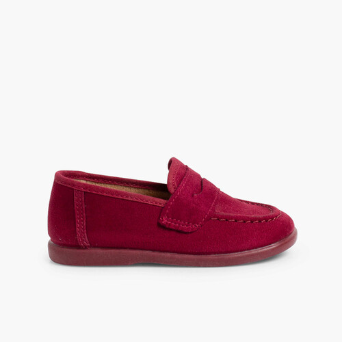 Mocassini Bambino effetto Scamosciato Bordeaux