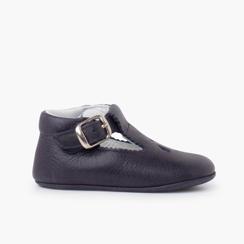 Scarpe per neonato in pelle con dettaglio traforato Blu