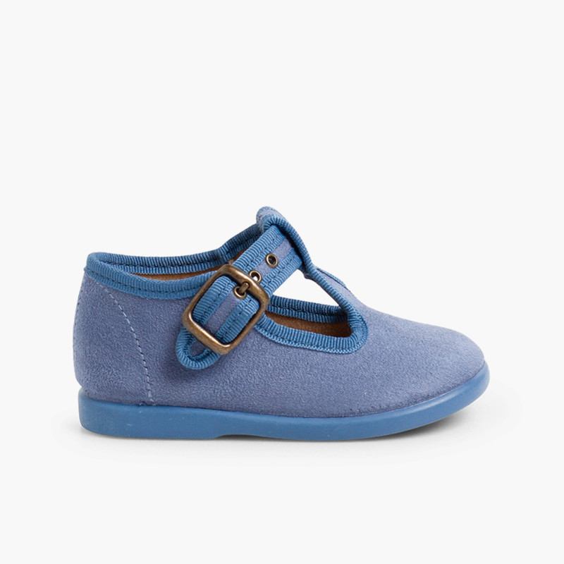 Scarpe Occhio di Bue Bambino effetto Scamosciato Azzurro Hostess