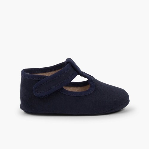 Scarpe T-bar bambino similcamoscio chiusura a strappo Blu