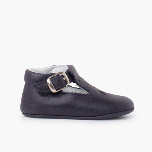 Scarpe per neonato in pelle con dettaglio traforato Blu